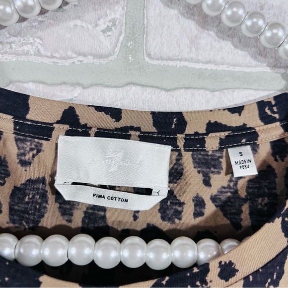 7 For All Mankind Leopard Print Puff Shoulder Long Sleeve Tee Size S - Picture 9 of 11